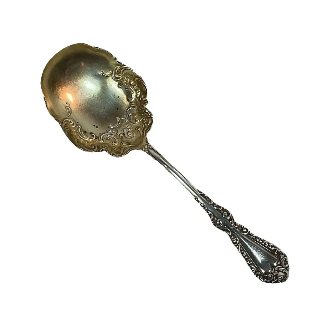Rogers Solid Shell Casserole Spoon Plymouth Silverplate 8 5/8” c1897 Monogram